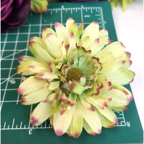 Artificial Floral Heads – Purple & Green Fabric Flowers for Wreaths, DIY Crafts, - Picture 7 of 13